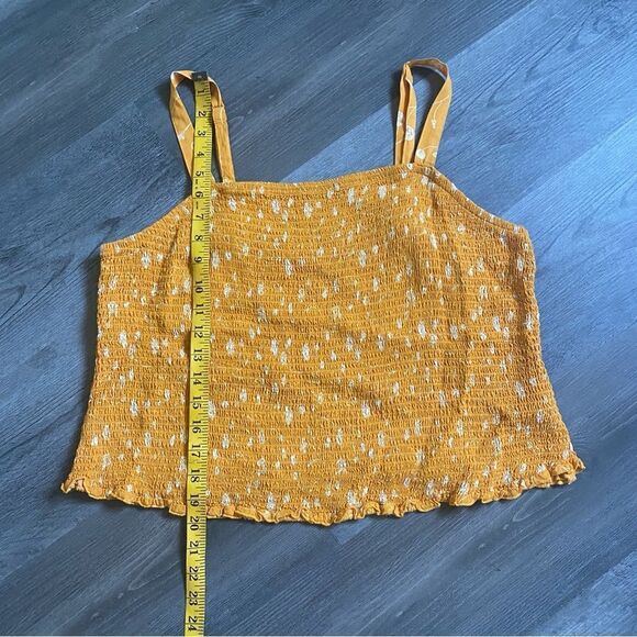 Torrid Challis Smocked Crop Cami Mustard Yellow White Stretchy 3 Plus - Picture 9 of 10